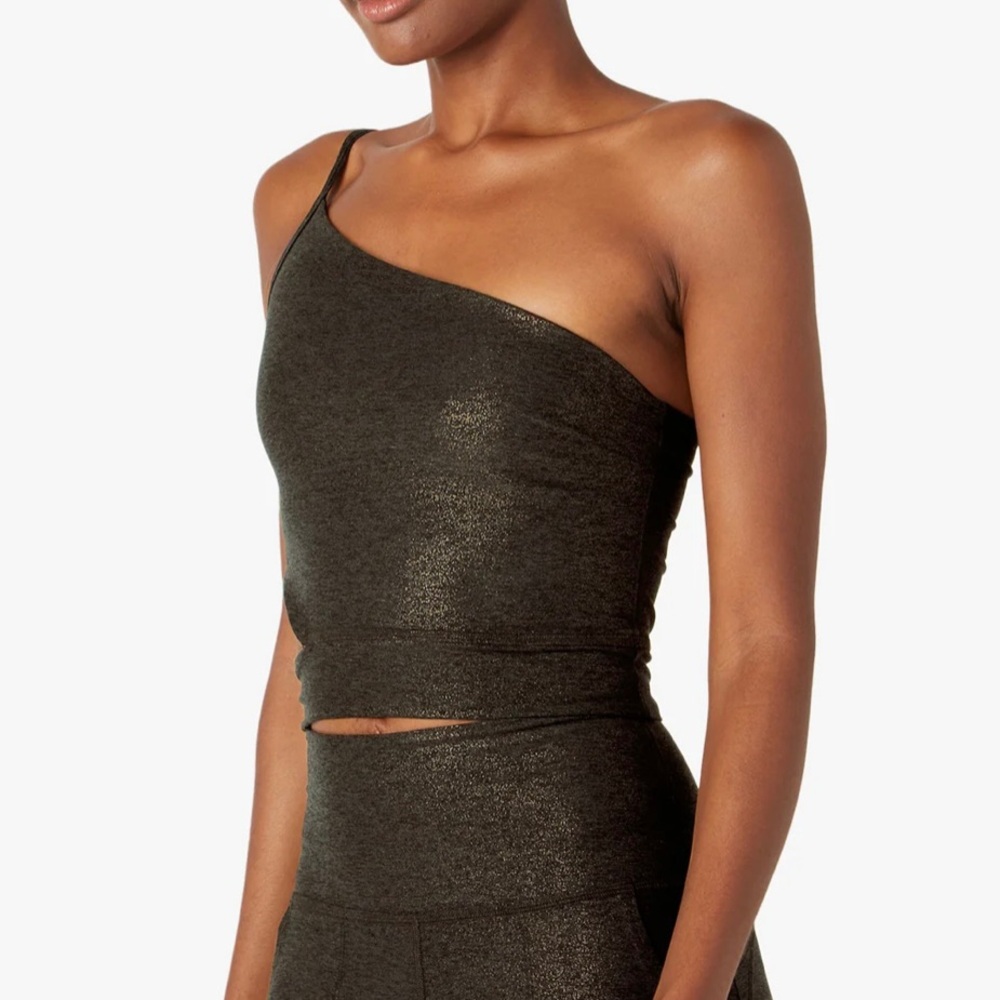 NEW Beyond Yoga SoftShine Wanderlust One Shoulder Metallic Stardust Cropped Tank - Picture 2 of 9
